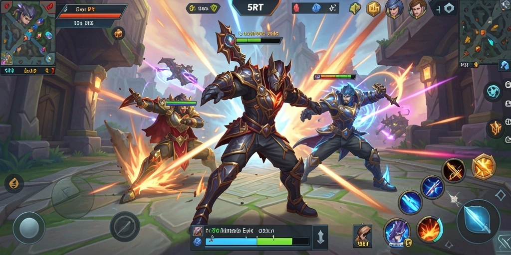 Screenshot gameplay <strong>5RT</strong> menunjukkan aksi pertarungan strategis yang mendebarkan.