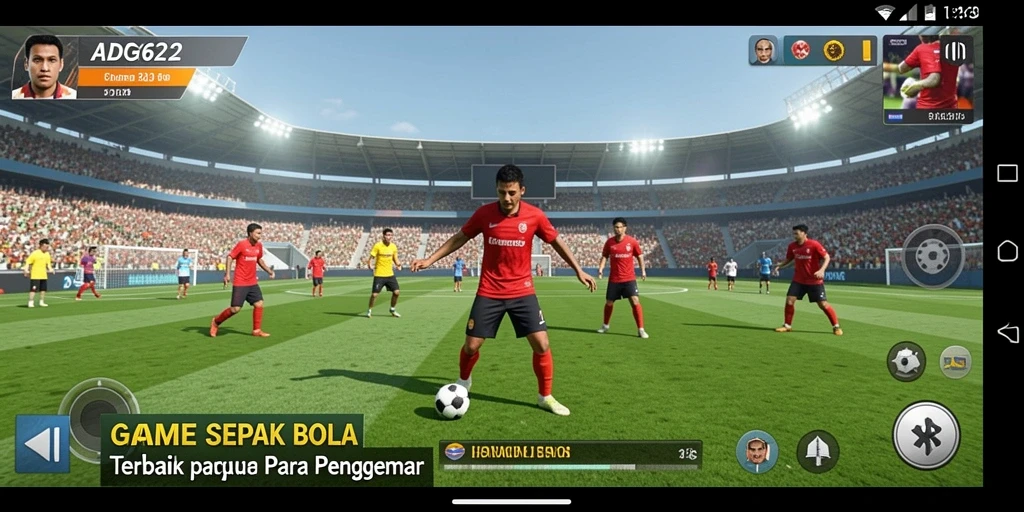 Tampilan gameplay seru dalam ADG62 dengan aksi sepak bola yang dinamis.
