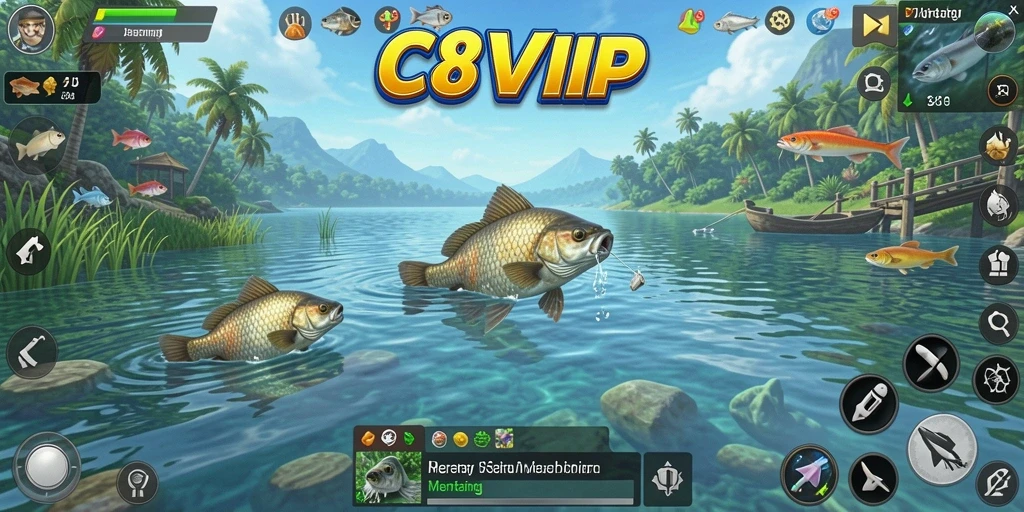 Screenshot gameplay C8VIP menampilkan pengalaman memancing yang luar biasa.