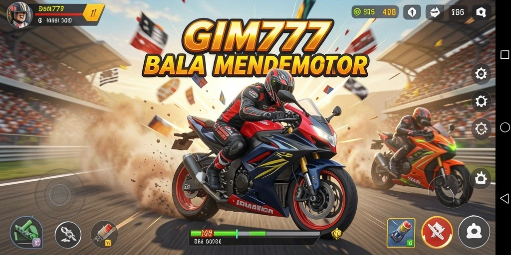 Tampilan layar balapan motor di GIM777 dengan grafis menawan.