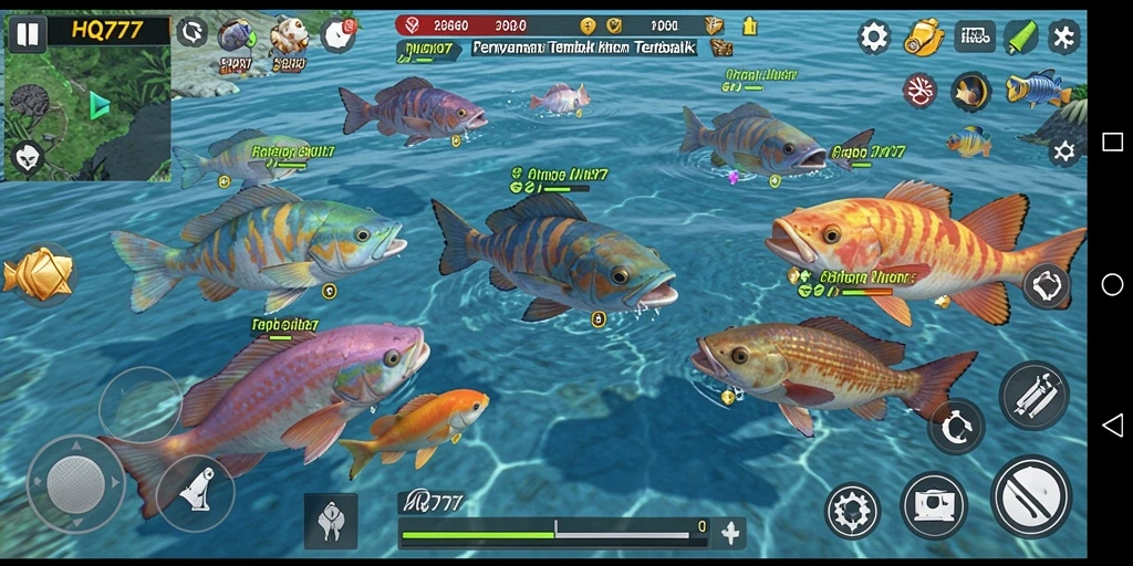 Tampilan menarik dari gameplay Tembak Ikan HQ777.