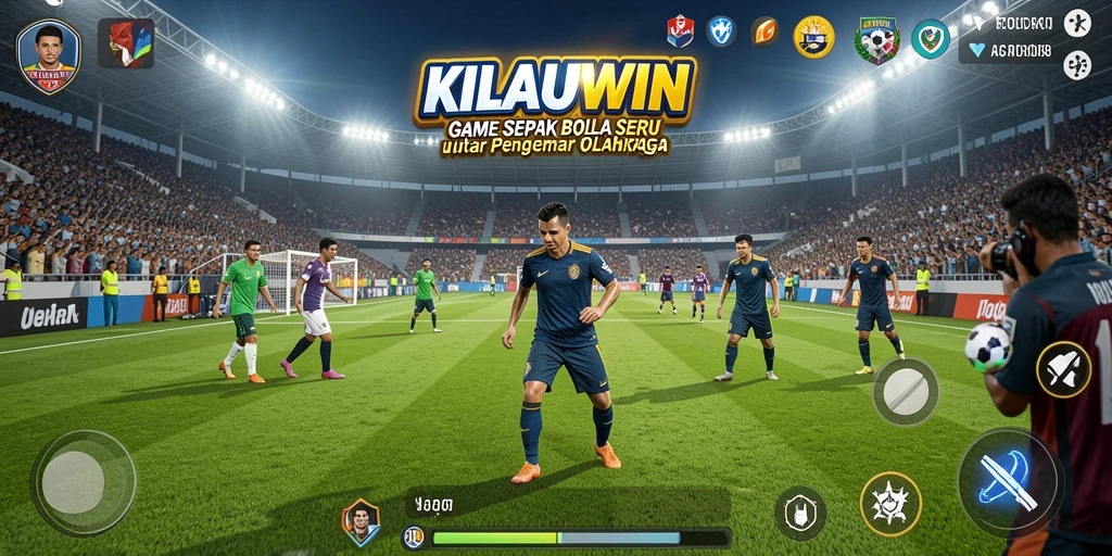 Tampilan gameplay KILAUWIN yang seru dan menegangkan saat bermain sepak bola.