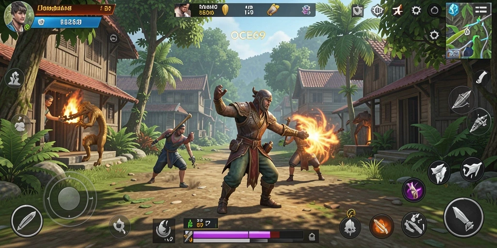 Tampilan gameplay OCE69 dengan elemen simulasi yang menarik dan beragam.