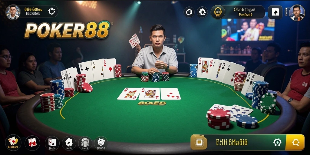 Tampilan gameplay menarik dari POKER88 dengan pemain aktif.