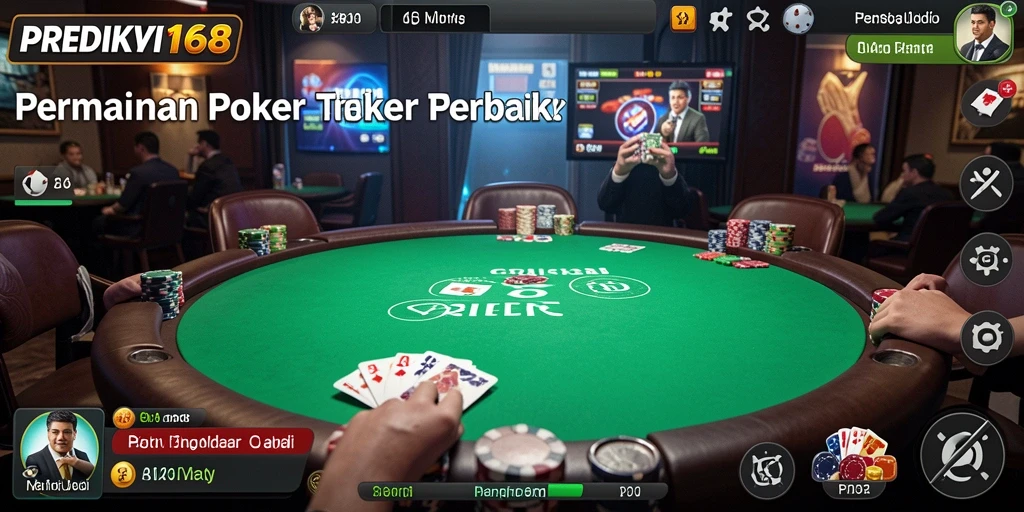 Tampilan utama gameplay Poker yang menegangkan di PREDIKSI168.