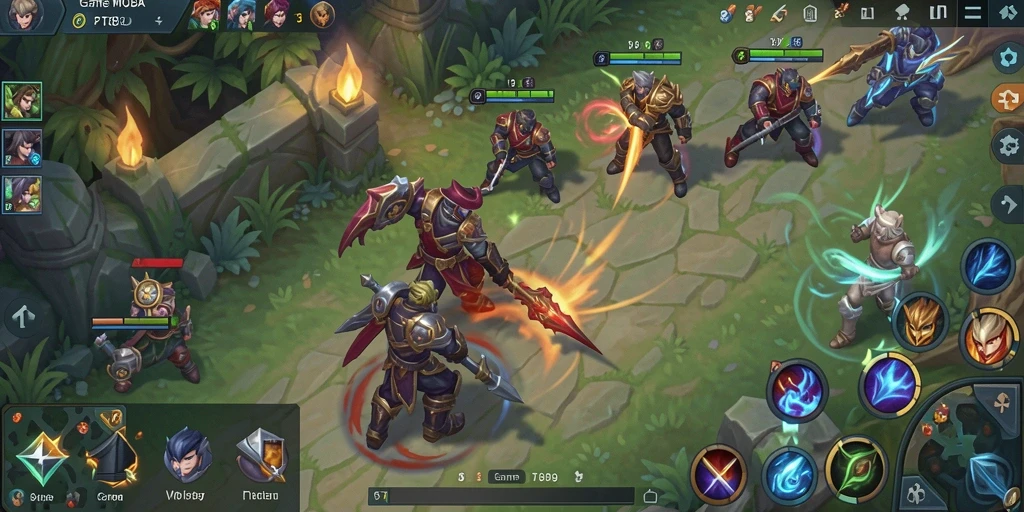 Screenshot gameplay PT89 dengan pertarungan seru di arena MOBA.