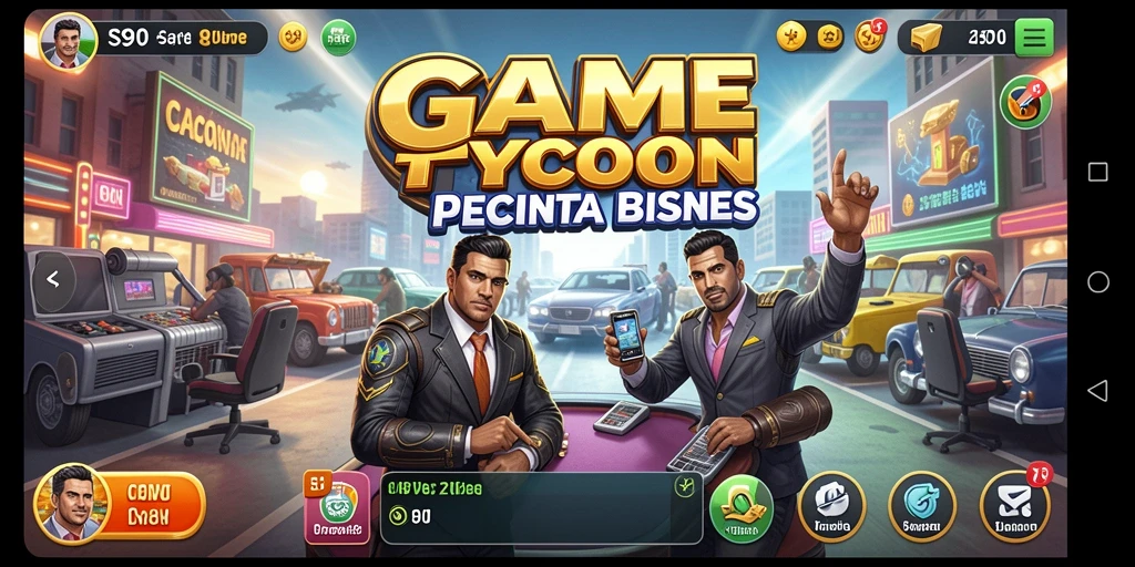 Gameplay S80 yang menampilkan strategi bisnis dan pembangunan usaha.