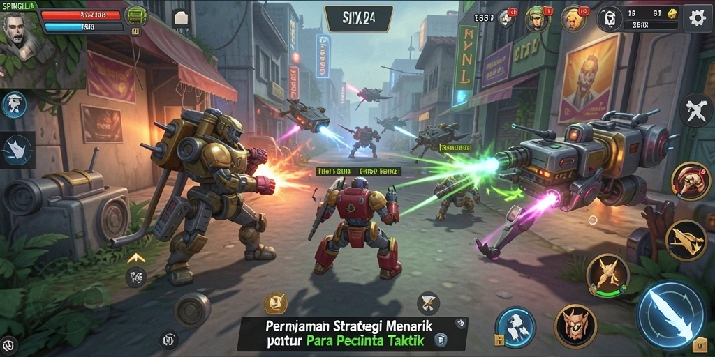 Tampilan gameplay menarik SPINGILA dengan aksi taktis yang mendebarkan.