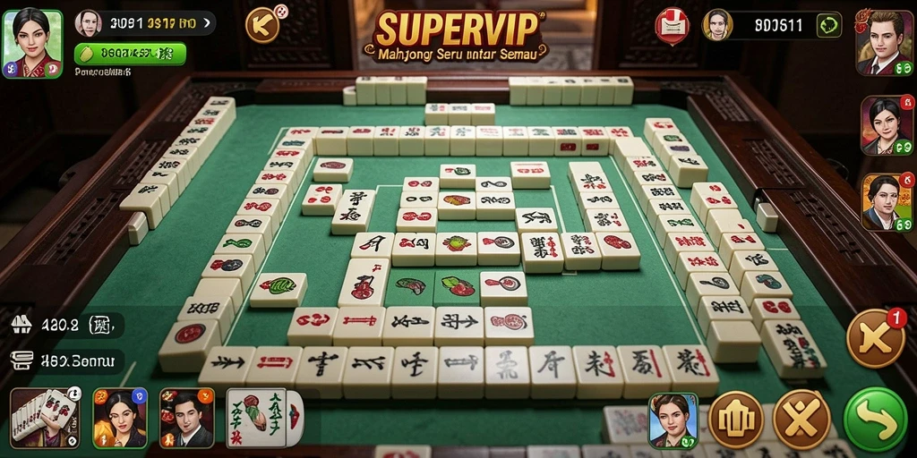 Tampilan permainan Mahjong yang menarik dalam SUPERVIP.