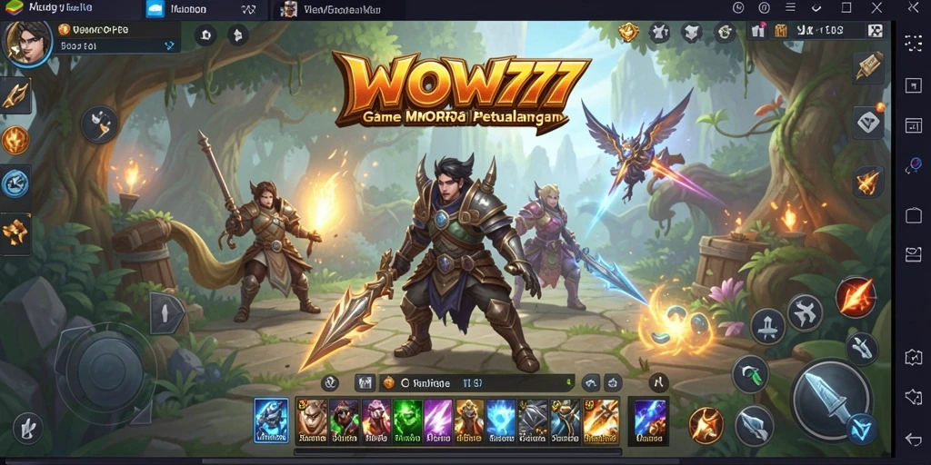 Tangkapan layar WOW77 menampilkan aksi pertempuran seru di dunia MMORPG.
